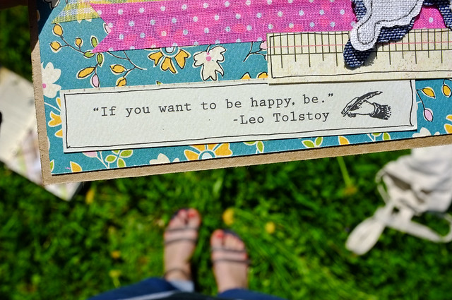 Small postcard from leftovers - found brilliant quote on one of the scrapbooking page