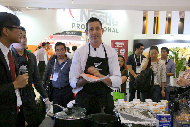 Chef Jason Dell at the NZTE Booth at FHA 2012