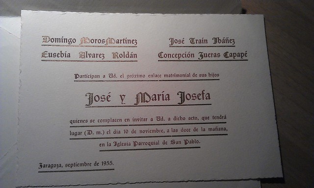 Invitación de boda, 1955