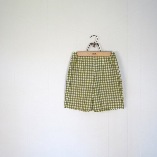 1950s fern green gingham shorts