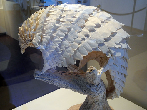 origami pangolin on origami stump by geis.t
