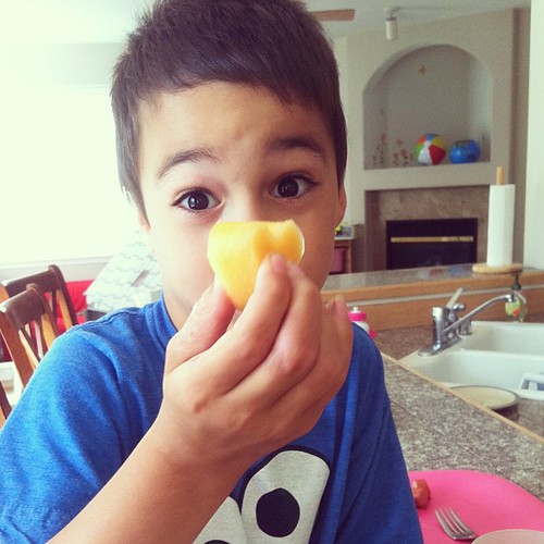 Heart shaped fruit for my boy.