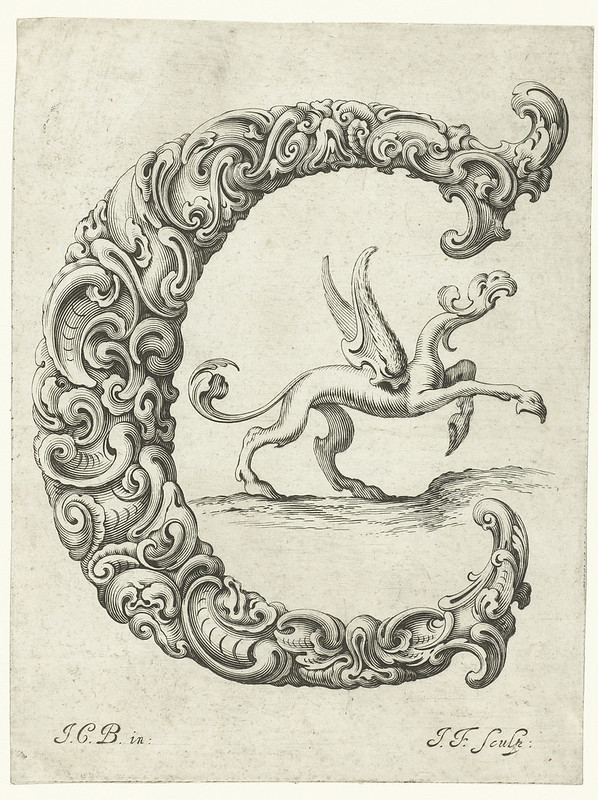 Letter 'C' - baroque fantasy design (Bierpfaff + Falck, 1656)