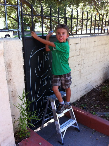 Ezra going up to finish the artwork