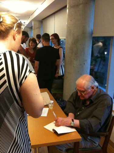 John Ashbery signing books