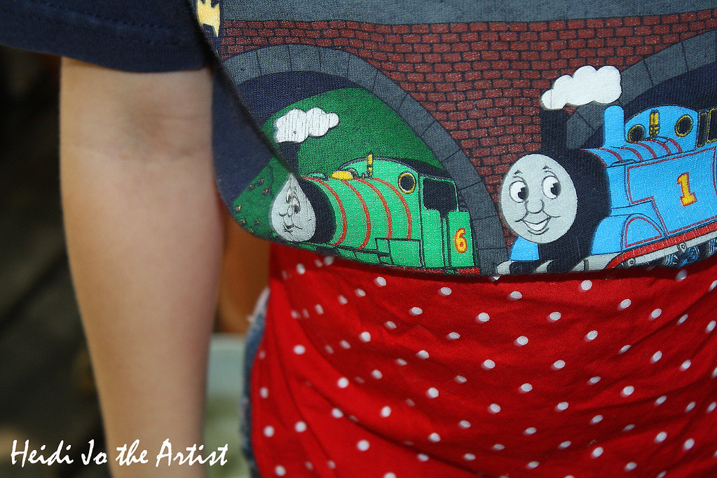 Thomas the Train & Wearing a Red Polka Dotted Apron