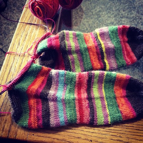 Scrappy socks progress: just the leg and cuff left. #knitting