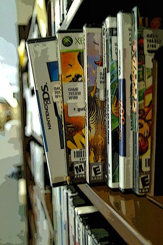 Filtered image of games on shelf