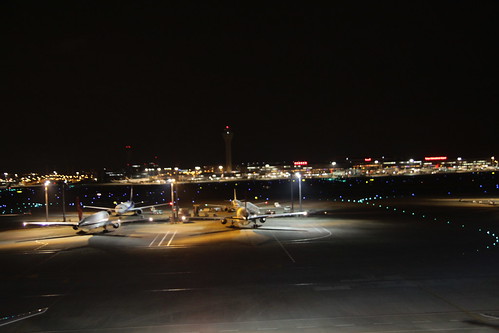 Planes at Haneda Airport during the night