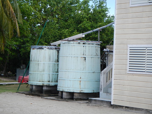 Traditional wooden rain water collection tanks