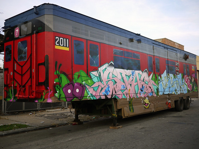 7 Train Red Bird Subway Car Graffiti
