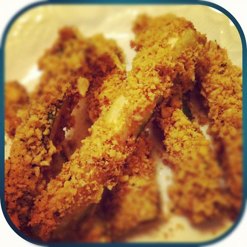 Baked breaded zucchini is awesome #vegan