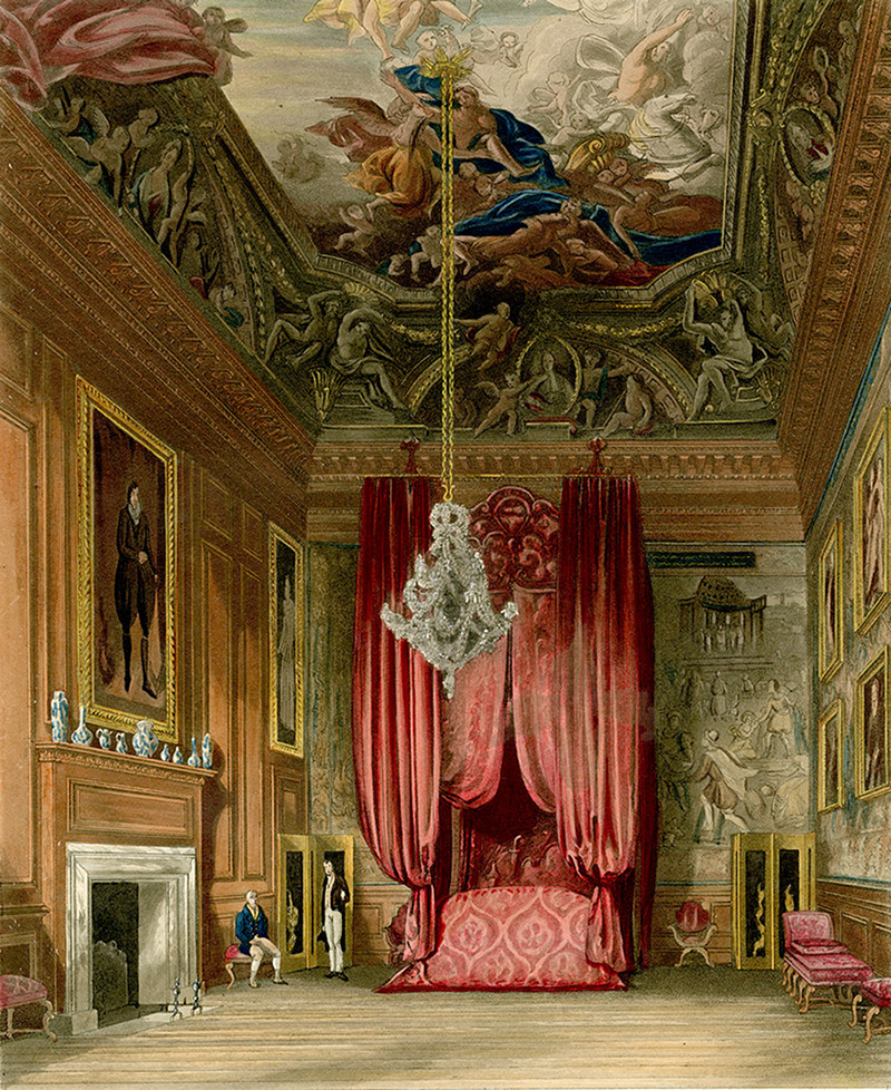 A view of Queen Mary's State Bedchamber at Hampton Court Palace