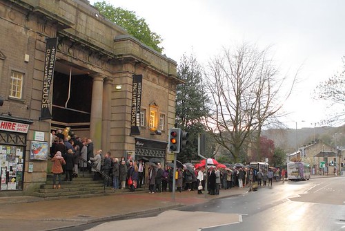 The queue outside Hebden Bridge Picture House