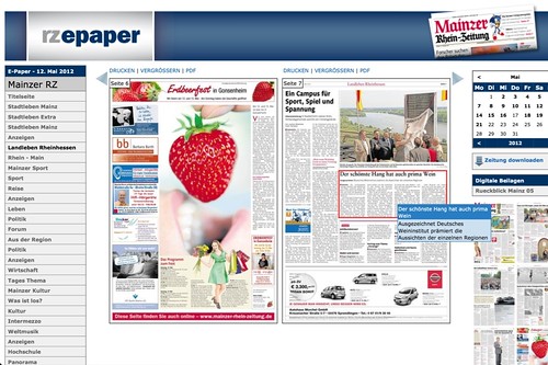 Mainzer Rhein-Zeitung: E-Paper (Quelle: Screenshot)
