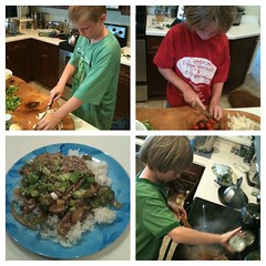 Little helpers #kidsinthekitchen kicking off #FathersDay weekend the right way! #stirfry #recipe
