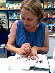 author Katherine Applegate signing my library's copy of THE ONE AND ONLY IVAN