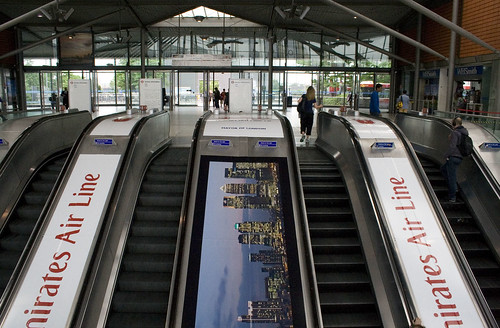 Cable car advertising on the escalators