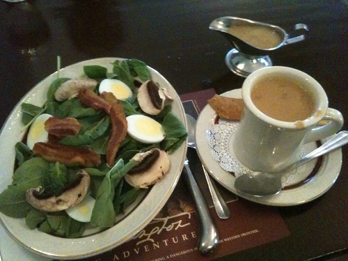 Spinach Salad and Peanut-Chestnut Soup