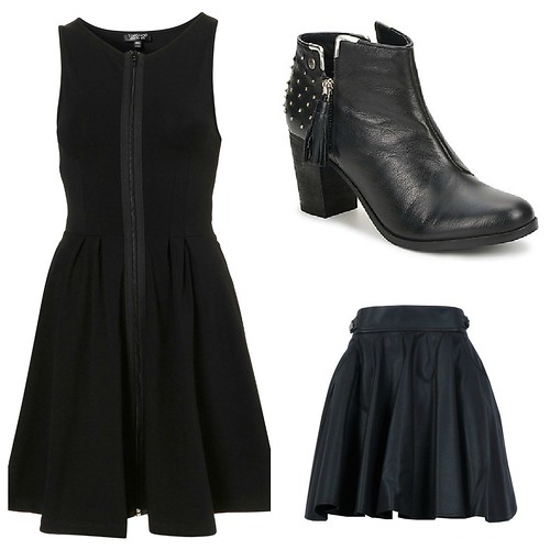 aw 2012 black, leather, topshop zip up dress