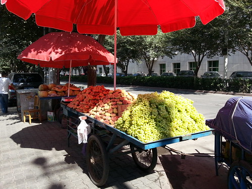 Tons of grapes for sale on the streets of Urumqi