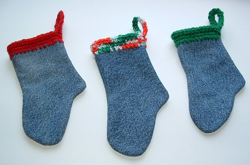 Mini Denim Christmas Socks