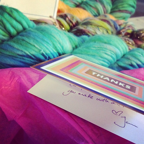 Packing up monthly yarn mail! (still a few spots left - http://www.blondechicken.com/ )