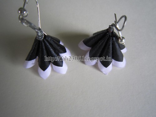 Handmade Jewelry - Paper Cone Earrings (Black and White) (5) by fah2305