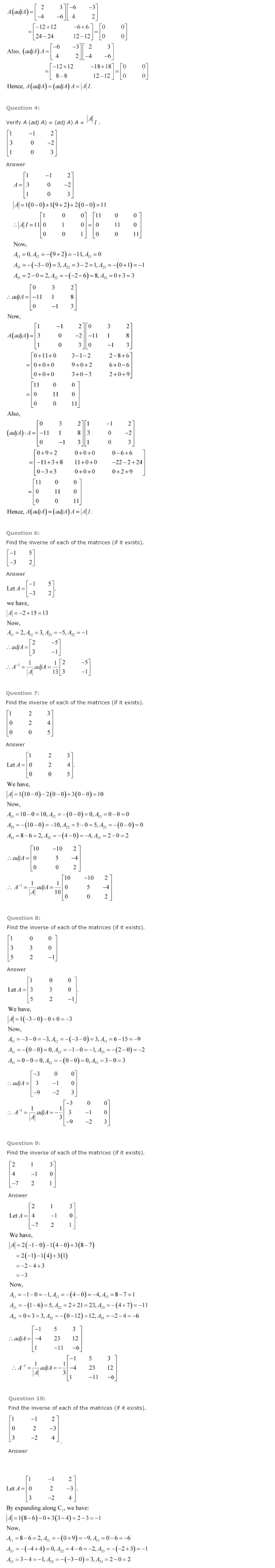 NCERT Solutions for Class 12 Maths Chapter 4 Determinants ex 4.9