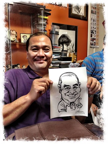Another sample caricature on the inkjet paper, to be heat-pressed on their Pocketbag