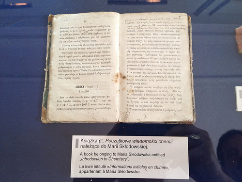 Marie Curie's chemistry book, Warsaw