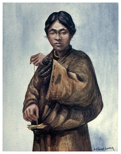 005-Hombre tibetano hilando lana-Tibet & Nepal-1905-A. H. Savage-Landor