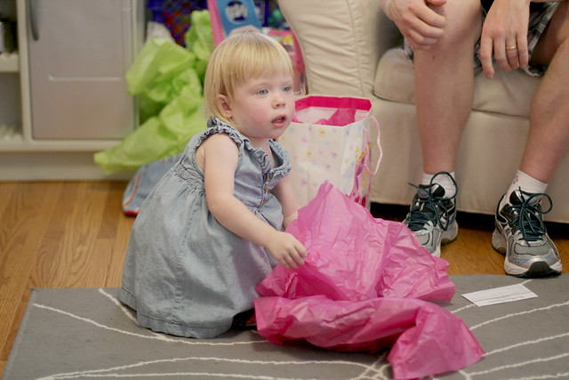 Lucy's Second Birthday Party - opening presents