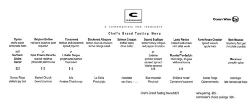 2012-Sep C Restaurant Chef's Grand Tasting Menu