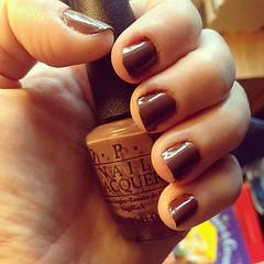 OPI Wooden Shoe Like to Know. Has a copper shimmer you can't hardly see, which is disappointing.