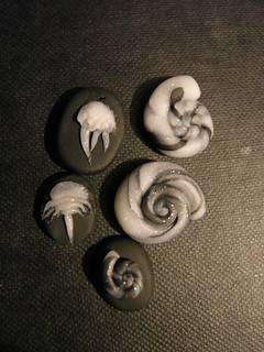 Fimo "ammonites" and faux cameos