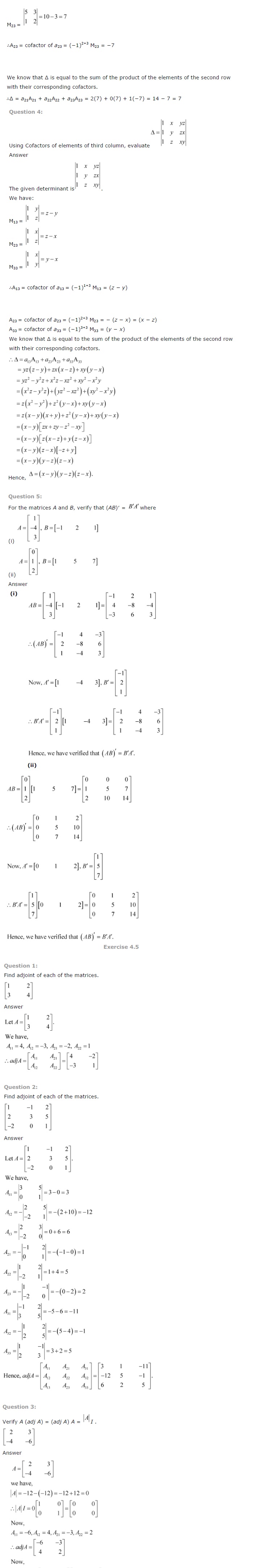 NCERT Solutions for Class 12 Maths Chapter 4 Determinants ex 4.8