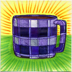 I drew you a purple plaid mug of coffee