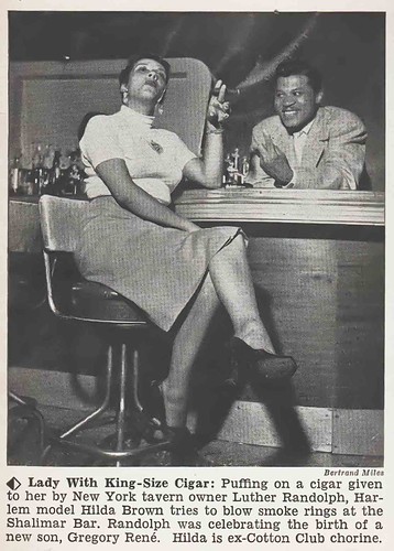Former Cotton Club Dancer, Hilda Brown with A King Size Cigar - Hue Magazine, December, 1953 by vieilles_annonces