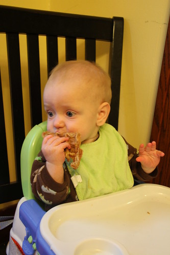 Luke eating a waffle
