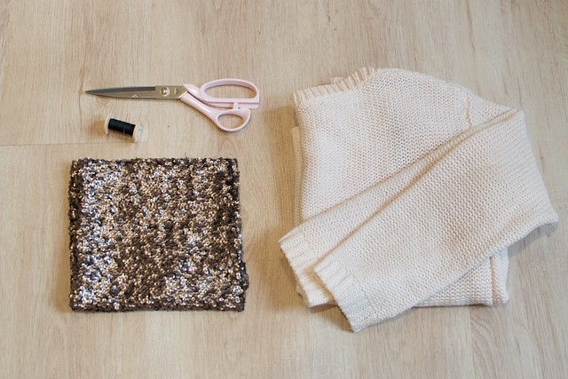 DIY SEQUIN ELBOW PATCH SWEATER 5