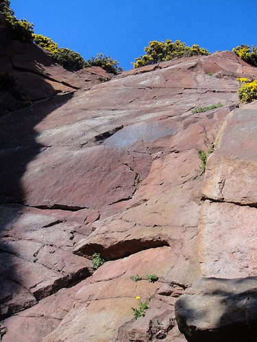 Looking up The Red Wall, North Berwick Law Quarry