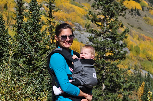 a happy baby at the end of a hike?  that's a first!