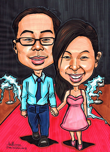 couple caricatures in colour
