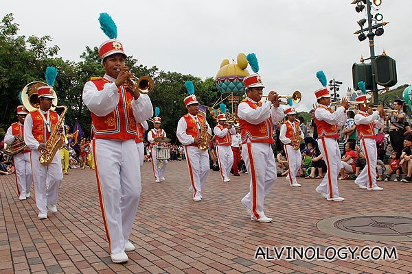 The parade is lead by a mobile band