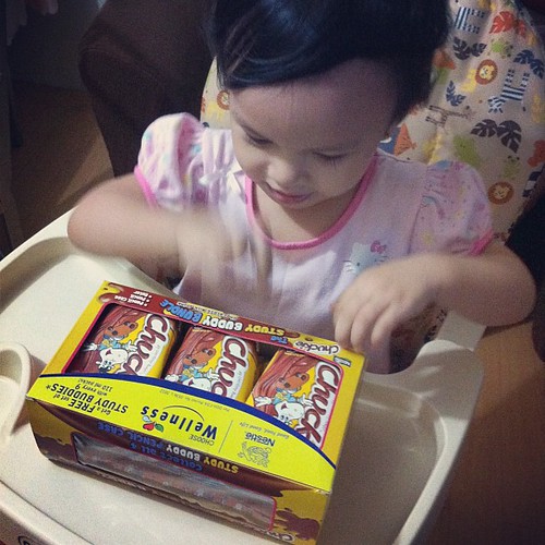 So happy with her Chuckie stocks! Hehe  Your smile is more than a thank you.