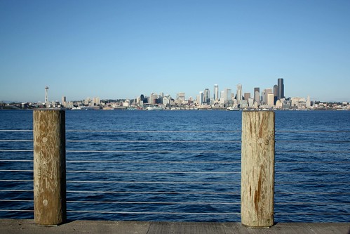 Downtown Seattle from Alki Beach