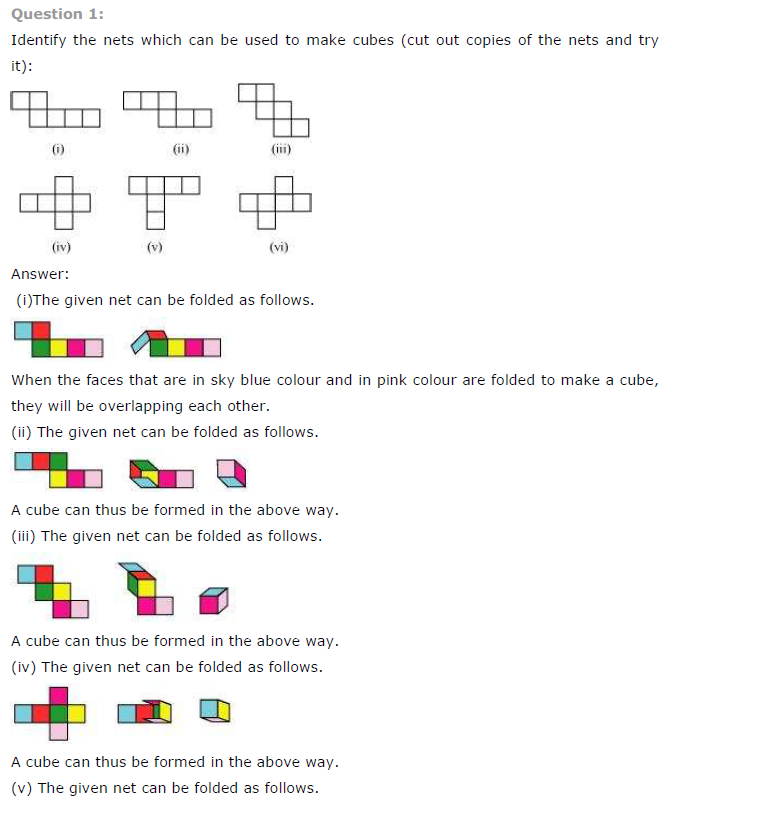 NCERT Solutions for Class 7th Maths Chapter 15 Visualising Solid Shapes Exercise 15.1