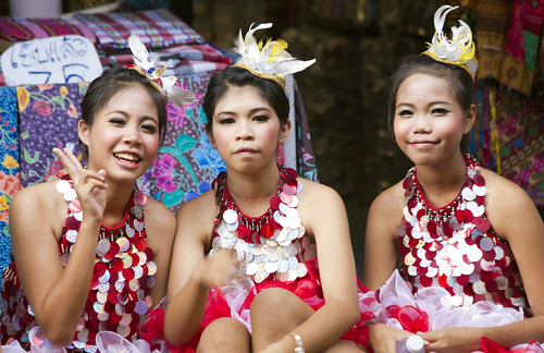 Girls at the Annual Hungry Ghost Festival, Phuket City