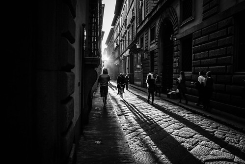On the street at sun down.  Florence, Italy.